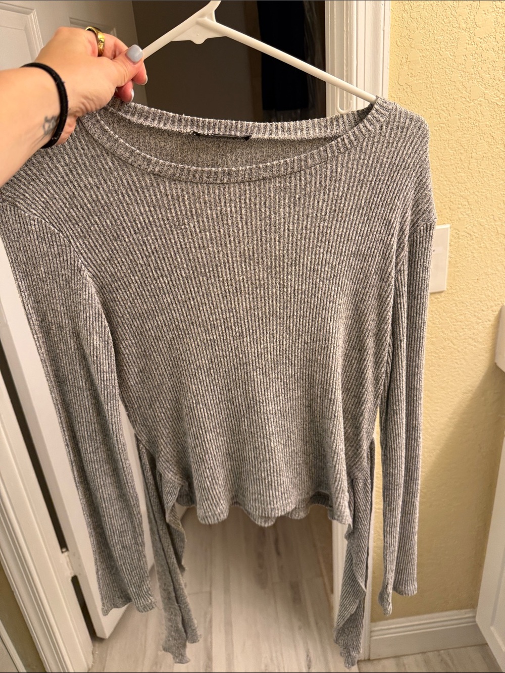 Zara Heather Gray Ribbed Knit Sweater